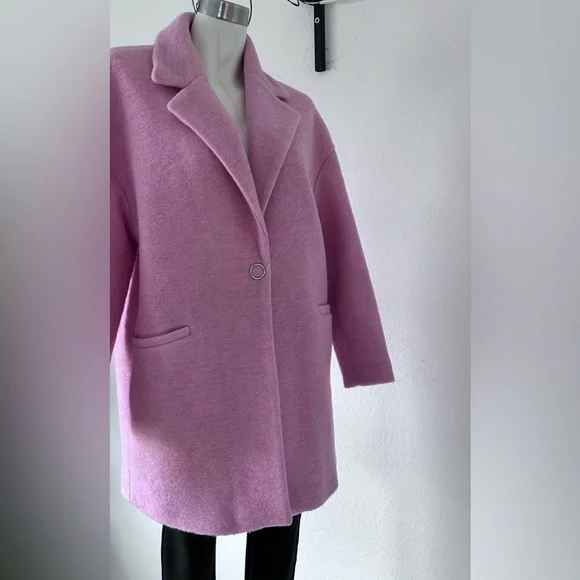 MNG Casual ~ Wool Blend Elegant Pink Women's Coat. - Picture 4 of 12